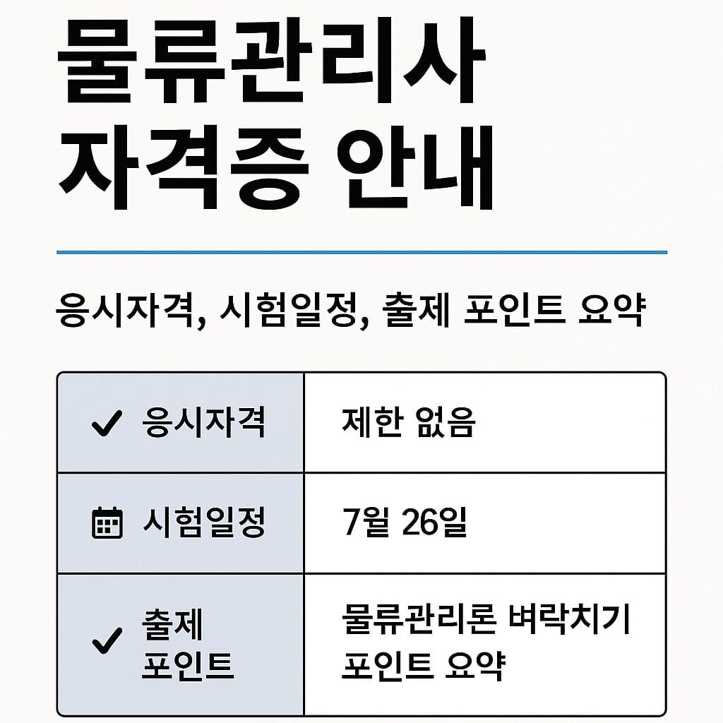 물류관리사 자격증 안내 – 응시자격, 시험일정, 출제 포인트 요약